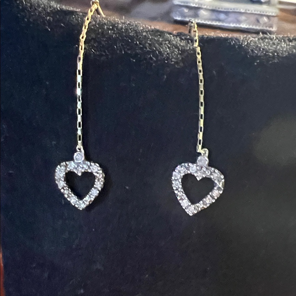 10K Gold Heart Drop Earrings